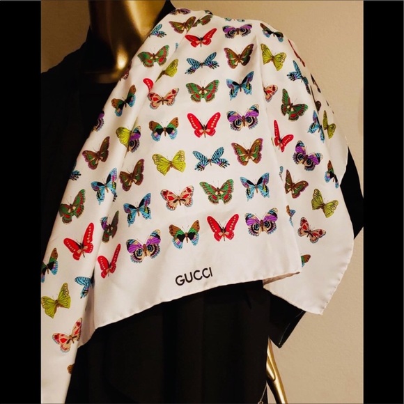 Gucci Accessories - Vintage Gucci butterfly silk scarf